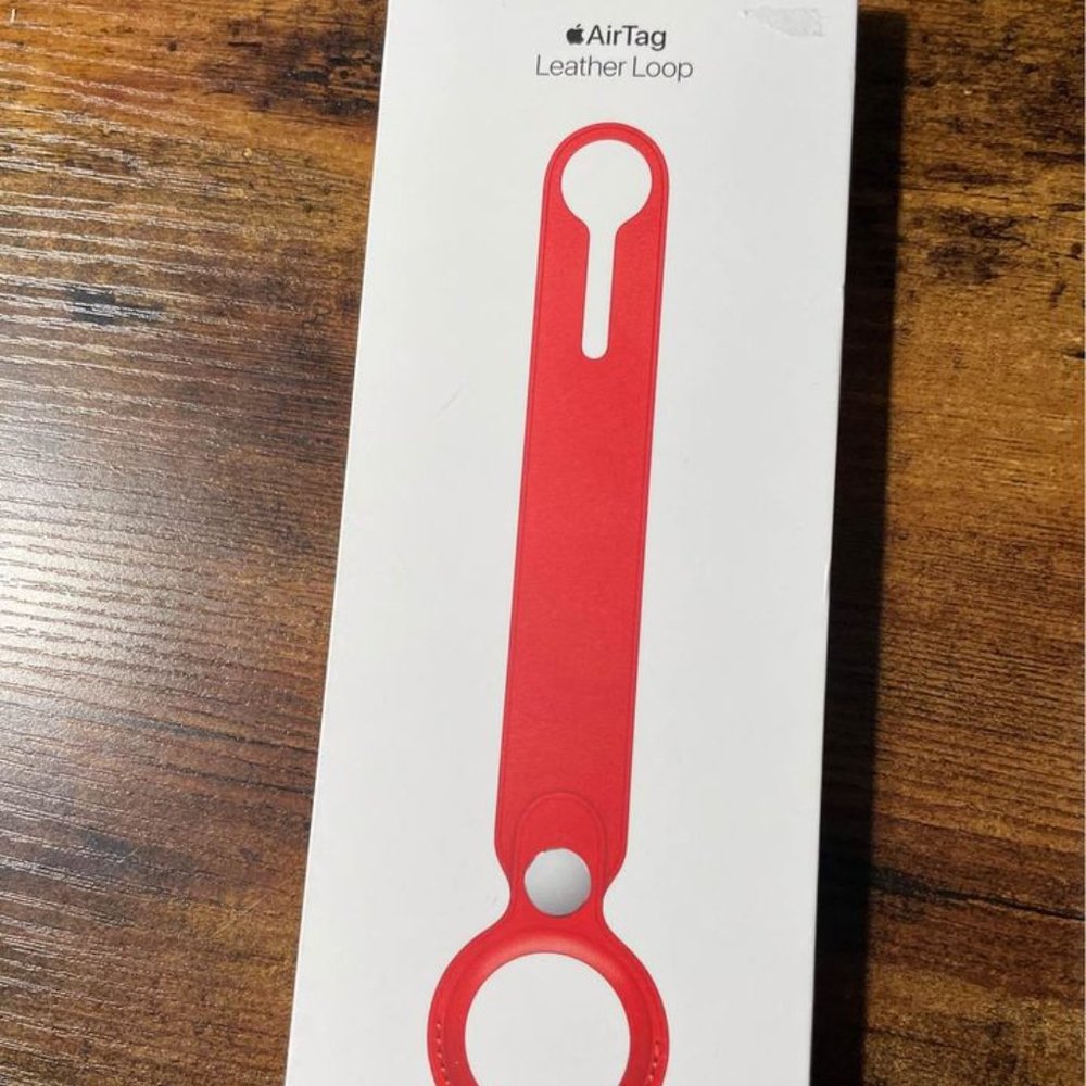 Apple Air Tag Leather Loop-Red